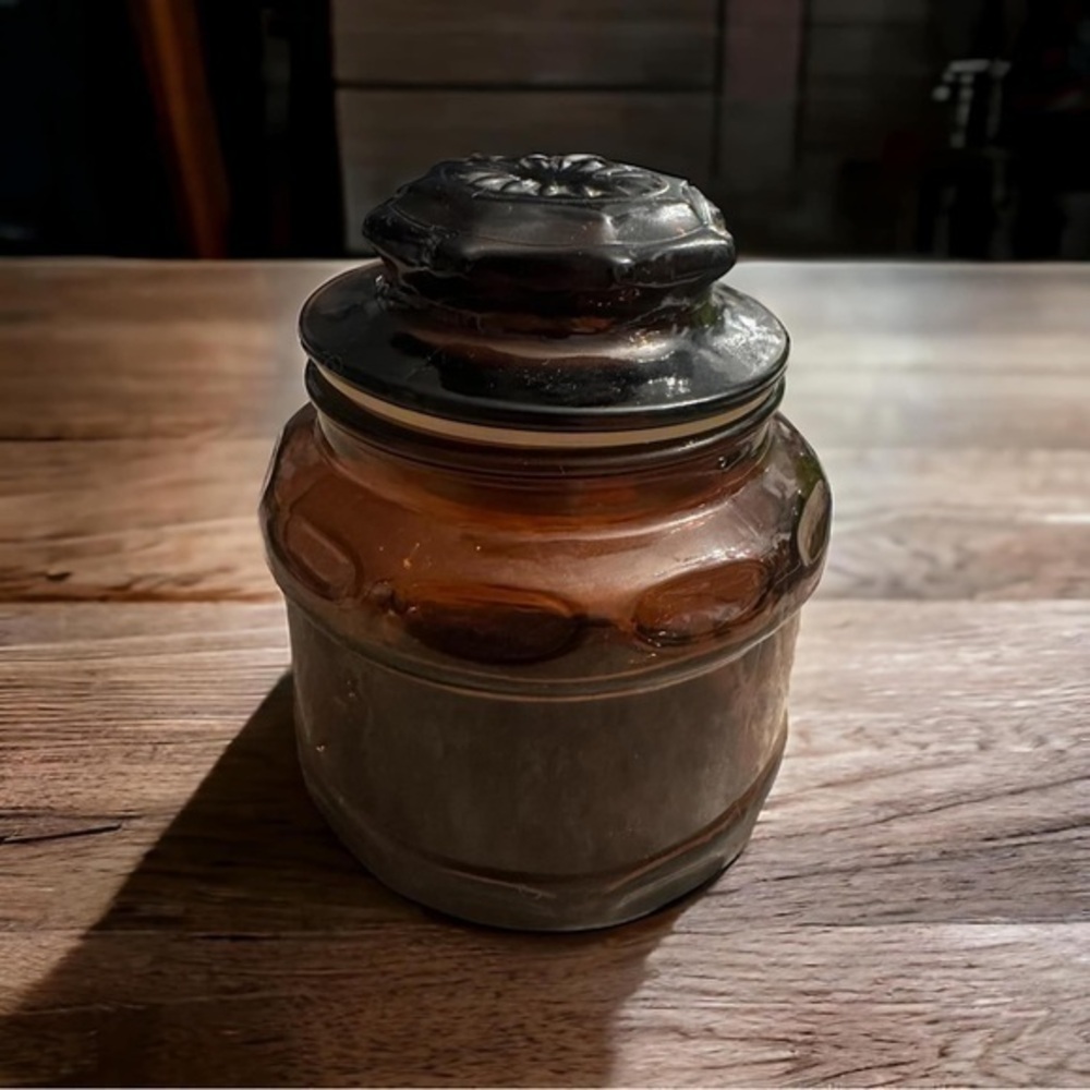 Vintage Apothecary Jar - Dark Amber Glass - Small